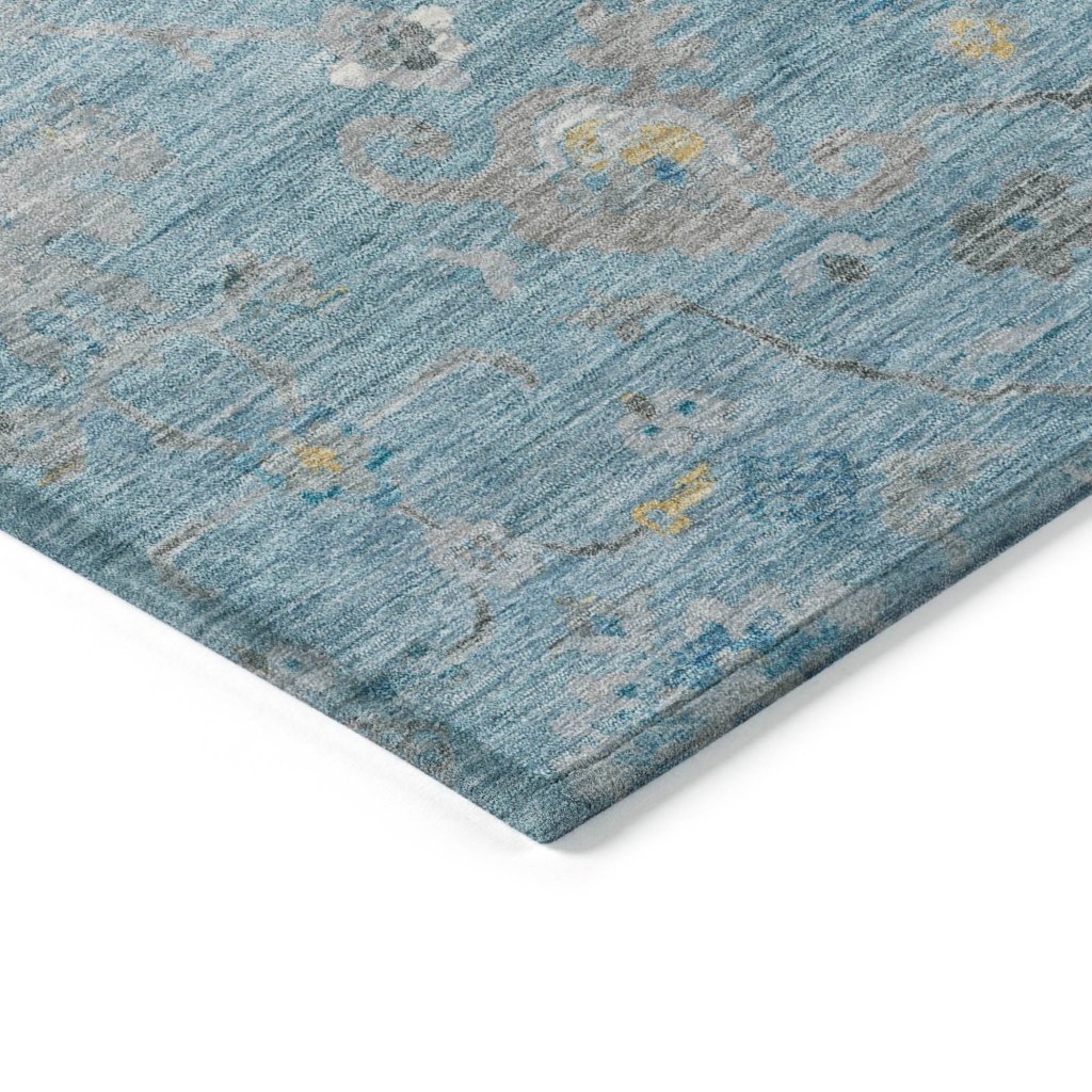 LOOMLAN Rugs Thessia Teal Washable Indoor-Outdoor Rug