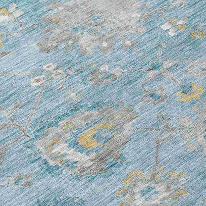 LOOMLAN Rugs Thessia Teal Washable Indoor-Outdoor Rug