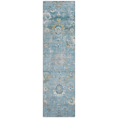 LOOMLAN Rugs Thessia Teal Washable Indoor-Outdoor Rug