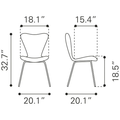 Zuo Modern Thibideaux Performance Fabric Dining Chair 2PC