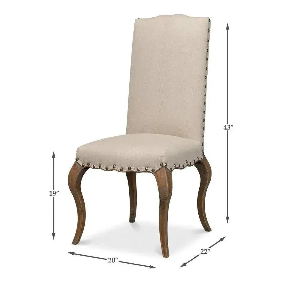 Thorne Linen Armless Dining Chair 2PC - LOOMLAN - Sarreid - Dining Chairs