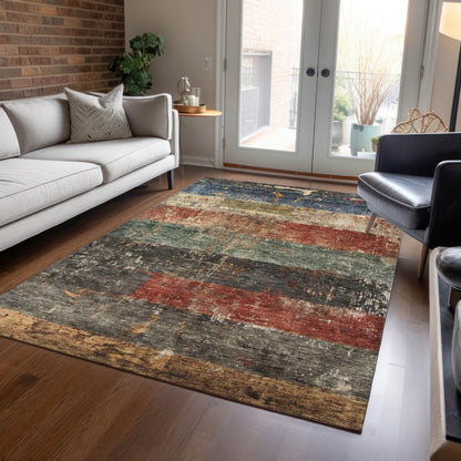 LOOMLAN Rugs Threadin Green Washable Indoor-Outdoor Rug