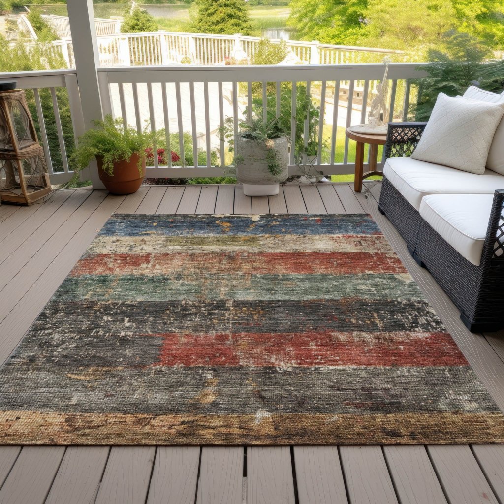 LOOMLAN Rugs Threadin Green Washable Indoor-Outdoor Rug