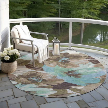 LOOMLAN Rugs Threadiva Brown Washable Indoor-Outdoor Rug