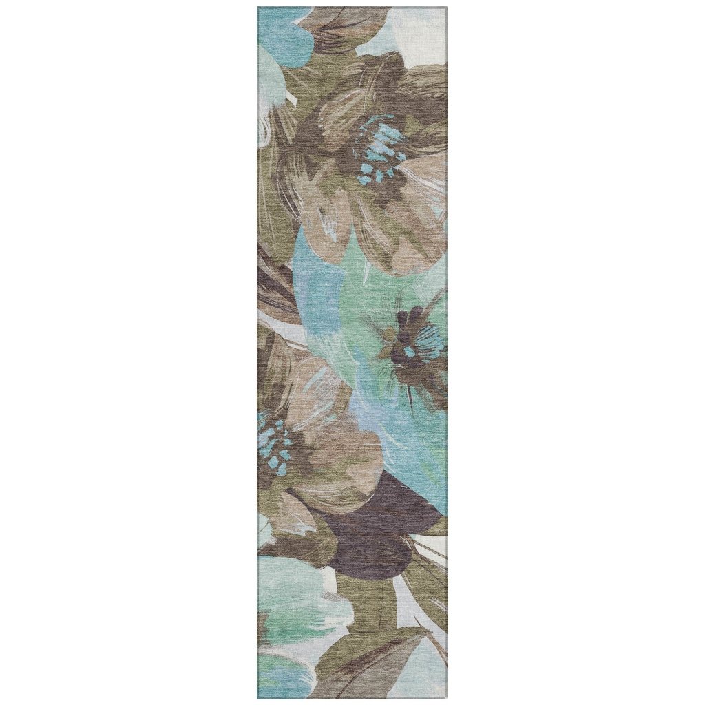 LOOMLAN Rugs Threadiva Brown Washable Indoor-Outdoor Rug