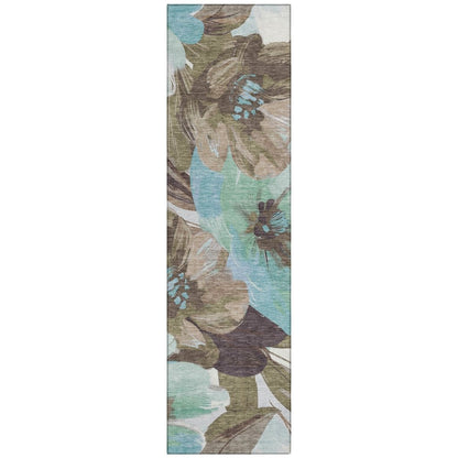 LOOMLAN Rugs Threadiva Brown Washable Indoor-Outdoor Rug