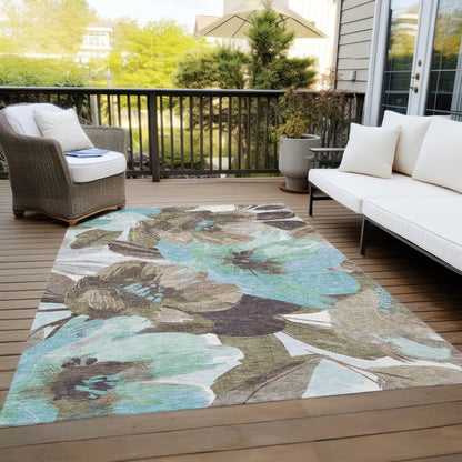 LOOMLAN Rugs Threadiva Brown Washable Indoor-Outdoor Rug