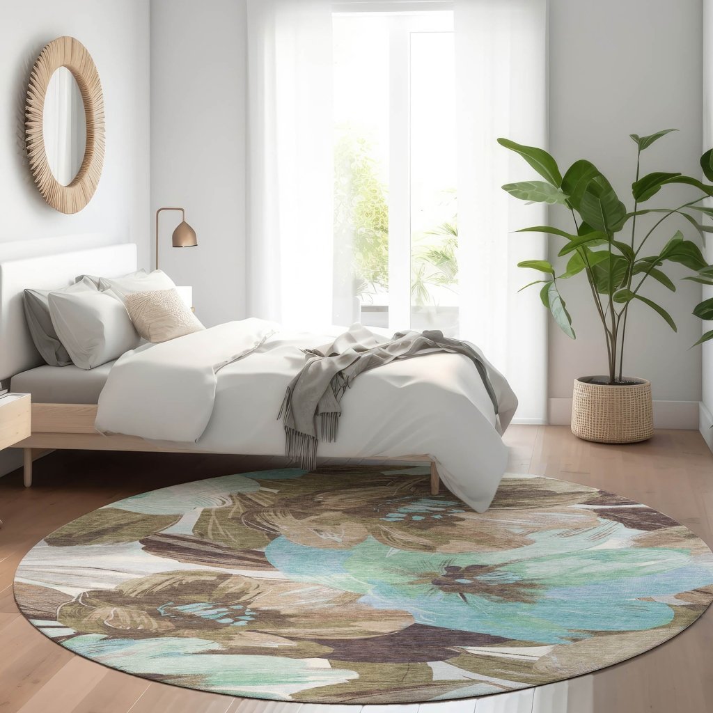 LOOMLAN Rugs Threadiva Brown Washable Indoor-Outdoor Rug