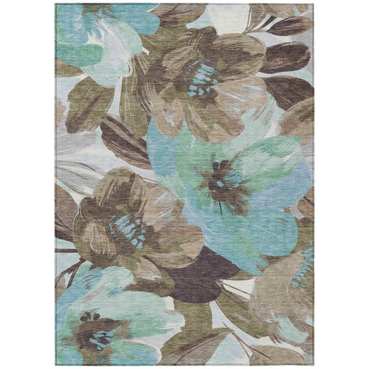 LOOMLAN Rugs Threadiva Brown Washable Indoor-Outdoor Rug