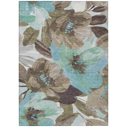 LOOMLAN Rugs Threadiva Brown Washable Indoor-Outdoor Rug