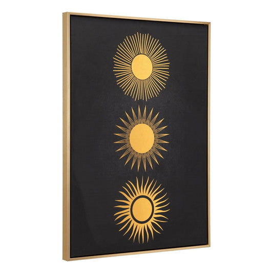 Three Suns Canvas Wall Art Gold & Black - Sideboards and Things Brand_Zuo Modern, Color_Black, Color_Gold, Color_Multicolor, Depth_0-10, Features_Reversible, Finish_Hand Painted, Height_30-40, Materials_Wood, Orientation_Horizontal, Orientation_Vertical, Product Type_Canvas Art, Shape_Rectangular, Width_20-30, Wood Species_MDF