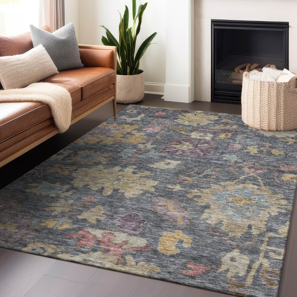 LOOMLAN Rugs Tirana Blue Washable Indoor-Outdoor Rug