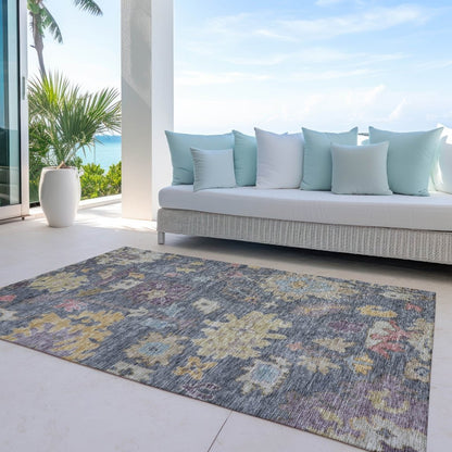 LOOMLAN Rugs Tirana Blue Washable Indoor-Outdoor Rug