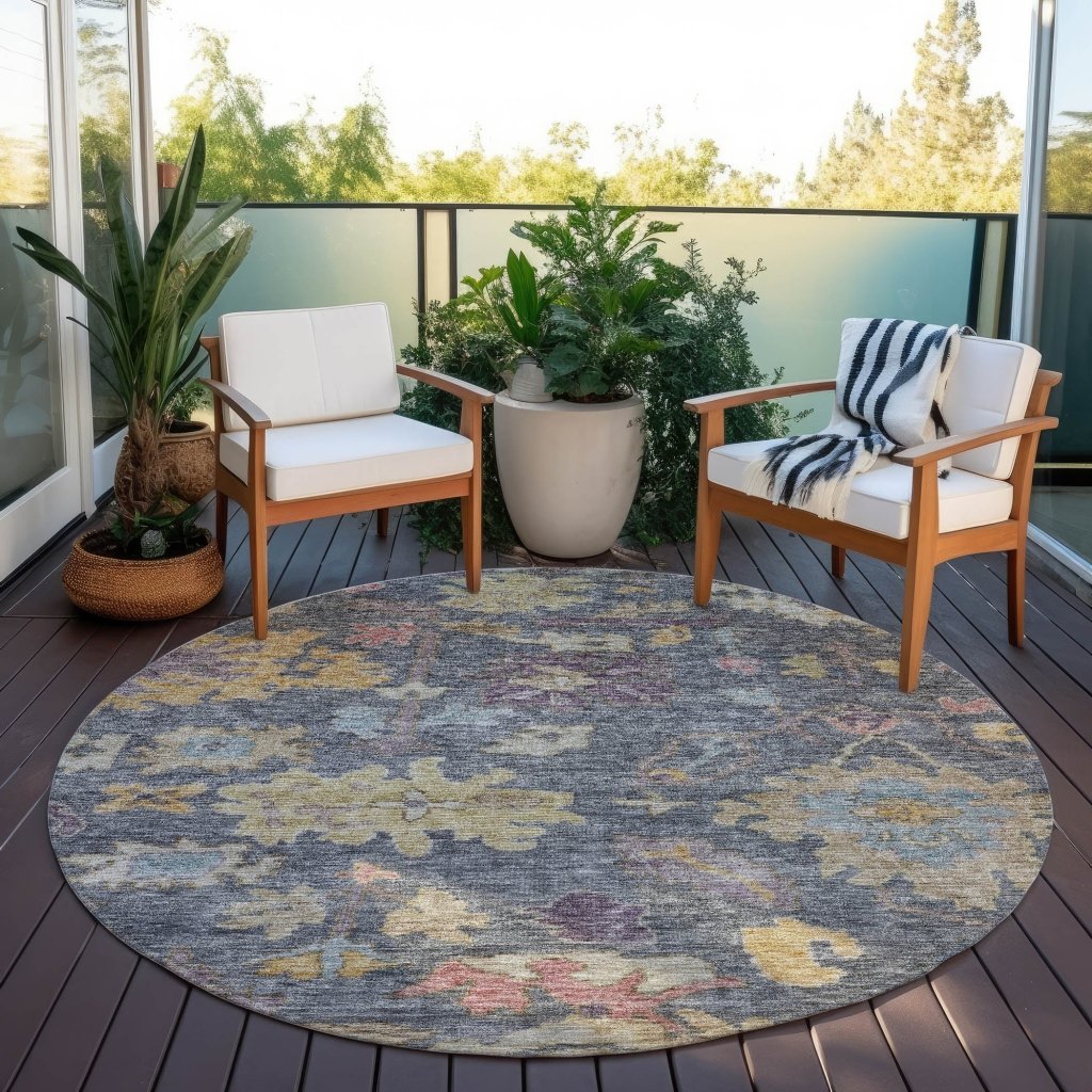 LOOMLAN Rugs Tirana Blue Washable Indoor-Outdoor Rug