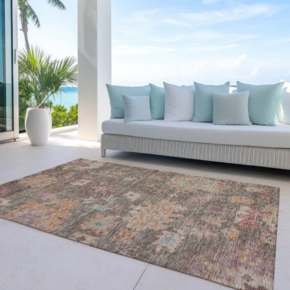LOOMLAN Rugs Tirana Brown Washable Indoor-Outdoor Rug