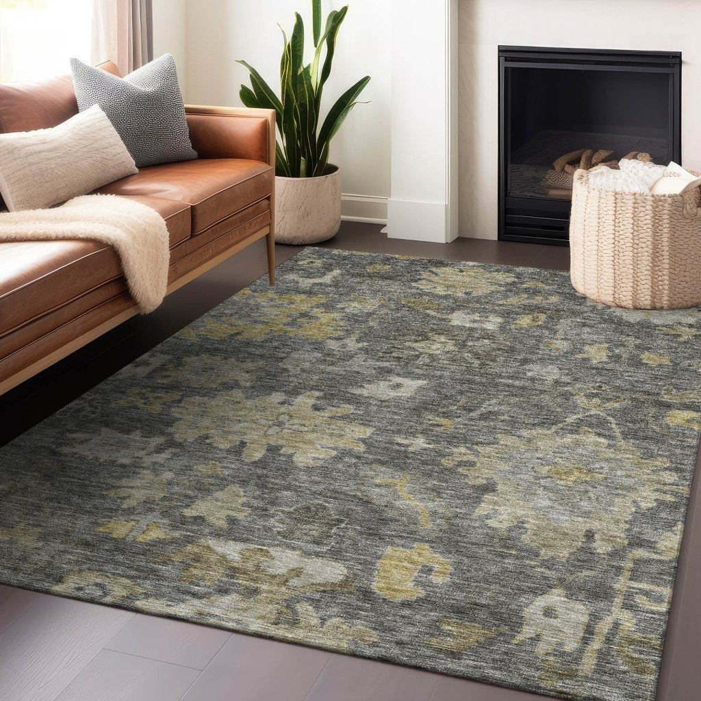 LOOMLAN Rugs Tirana Gray Washable Indoor-Outdoor Rug