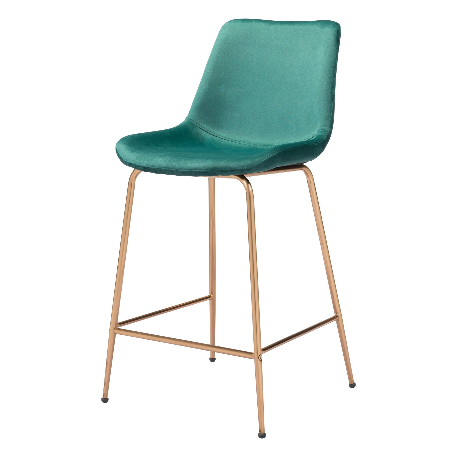 Tony Counter Chair Green & Gold - Sideboards and Things Accents_Gold, Back Type_With Back, Brand_Zuo Modern, Color_Gold, Color_Green, Depth_20-30, Finish_Polished, Height_30-40, Materials_Metal, Metal Type_Steel, Product Type_Counter Height, Upholstery Type_Fabric Blend, Upholstery Type_Polyester, Width_20-30