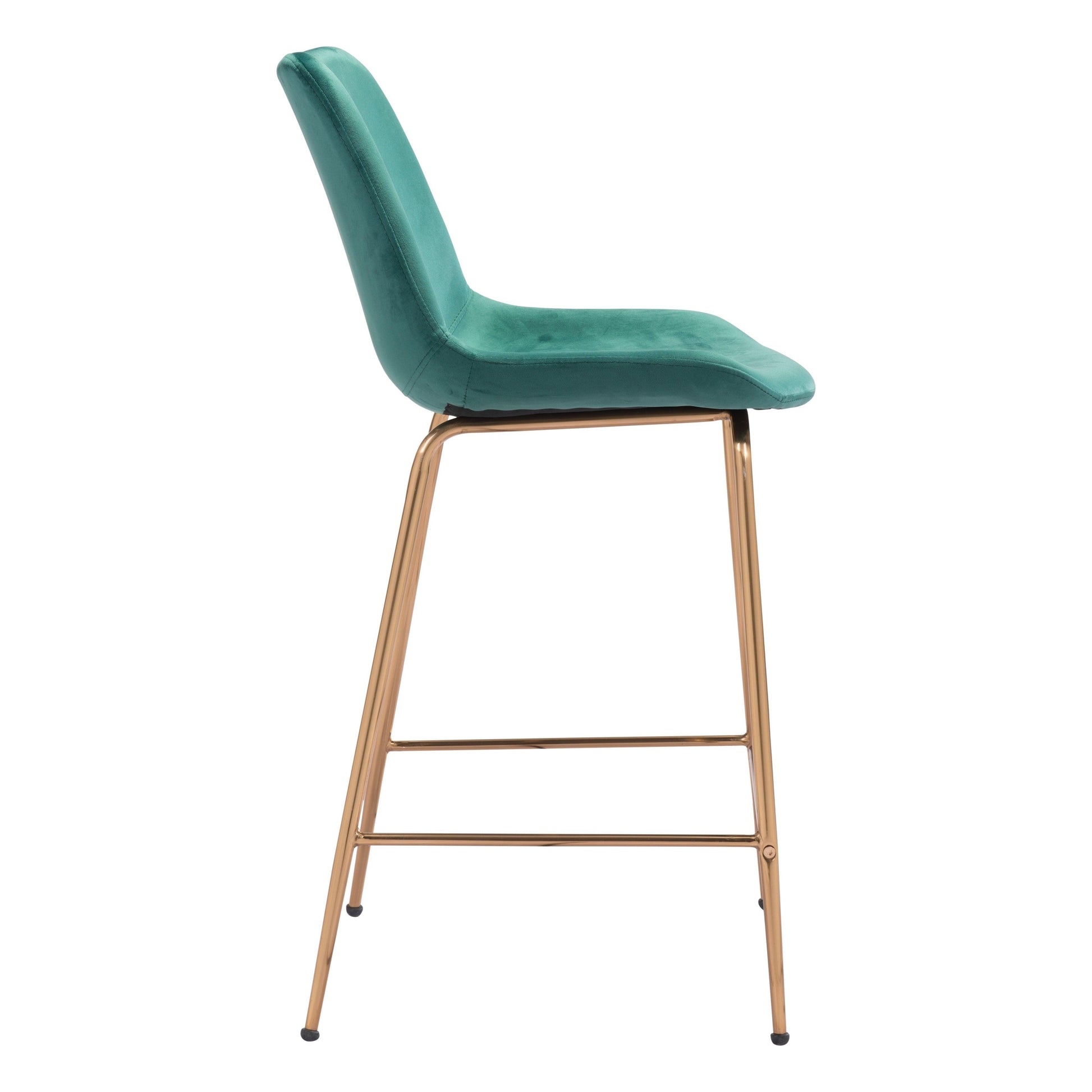 Tony Counter Chair Green & Gold - Sideboards and Things Accents_Gold, Back Type_With Back, Brand_Zuo Modern, Color_Gold, Color_Green, Depth_20-30, Finish_Polished, Height_30-40, Materials_Metal, Metal Type_Steel, Product Type_Counter Height, Upholstery Type_Fabric Blend, Upholstery Type_Polyester, Width_20-30