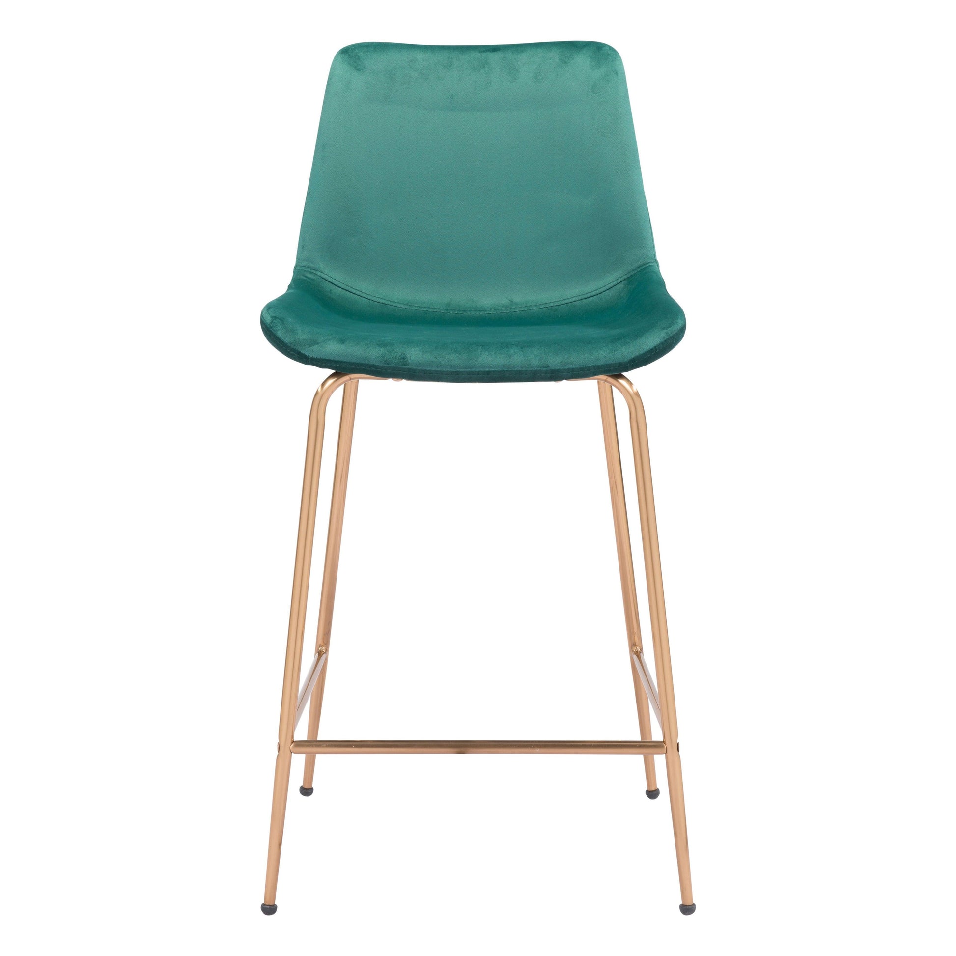 Tony Counter Chair Green & Gold - Sideboards and Things Accents_Gold, Back Type_With Back, Brand_Zuo Modern, Color_Gold, Color_Green, Depth_20-30, Finish_Polished, Height_30-40, Materials_Metal, Metal Type_Steel, Product Type_Counter Height, Upholstery Type_Fabric Blend, Upholstery Type_Polyester, Width_20-30