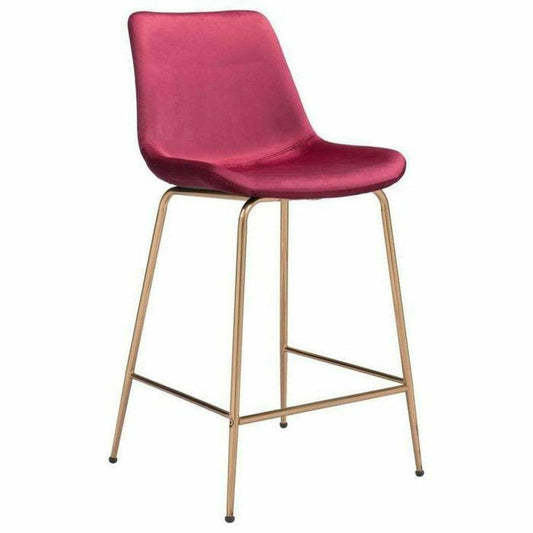 Tony Counter Chair Red & Gold - Sideboards and Things Accents_Gold, Back Type_With Back, Brand_Zuo Modern, Color_Gold, Color_Red, Depth_20-30, Finish_Polished, Height_30-40, Materials_Metal, Metal Type_Steel, Product Type_Counter Height, Upholstery Type_Fabric Blend, Upholstery Type_Polyester, Width_20-30