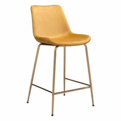 Tony Counter Chair Yellow & Gold - Sideboards and Things Accents_Gold, Back Type_With Back, Brand_Zuo Modern, Color_Gold, Color_Yellow, Depth_20-30, Finish_Polished, Height_30-40, Materials_Metal, Metal Type_Steel, Product Type_Counter Height, Upholstery Type_Fabric Blend, Upholstery Type_Polyester, Width_20-30