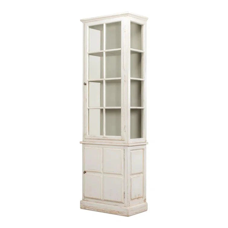 Tower Bookcase Curio Cabinet Glass Doors - LOOMLAN - Sarreid - Buffets & Curios