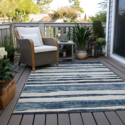 LOOMLAN Rugs Tramma Blue Washable Indoor-Outdoor Rug