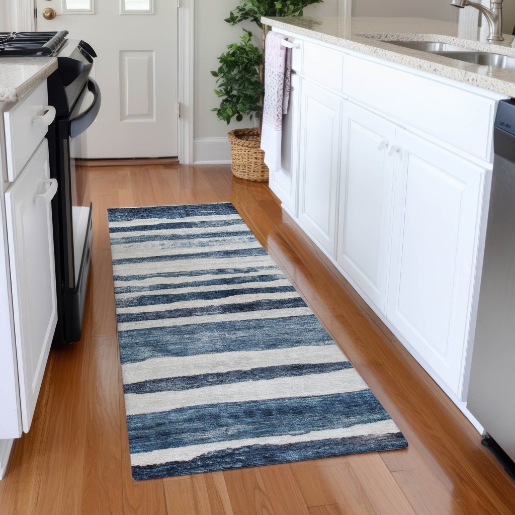 LOOMLAN Rugs Tramma Blue Washable Indoor-Outdoor Rug