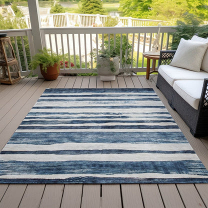LOOMLAN Rugs Tramma Blue Washable Indoor-Outdoor Rug