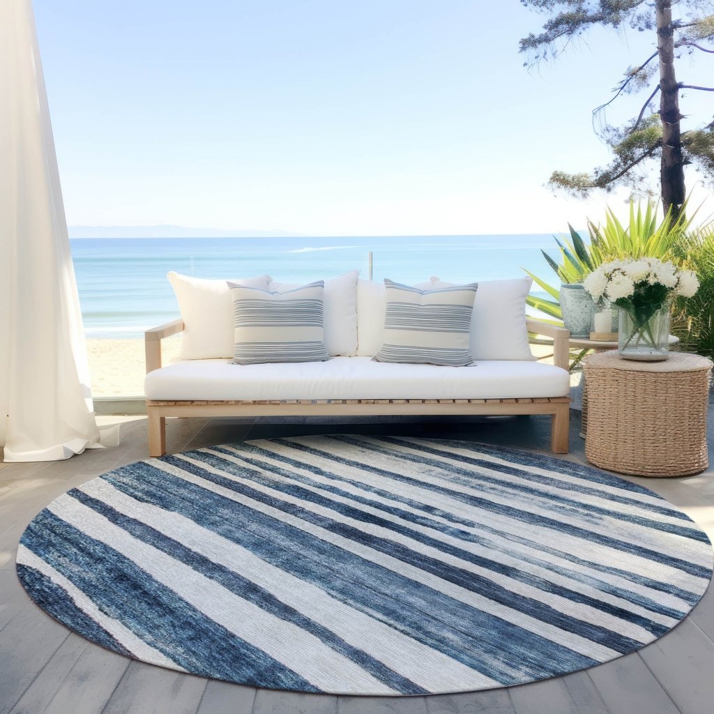 LOOMLAN Rugs Tramma Blue Washable Indoor-Outdoor Rug