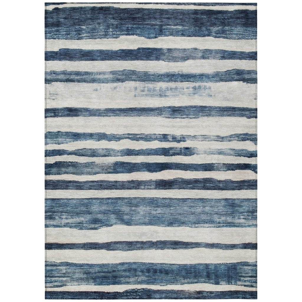 LOOMLAN Rugs Tramma Blue Washable Indoor-Outdoor Rug