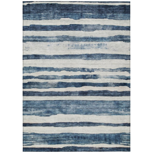 LOOMLAN Rugs Tramma Blue Washable Indoor-Outdoor Rug