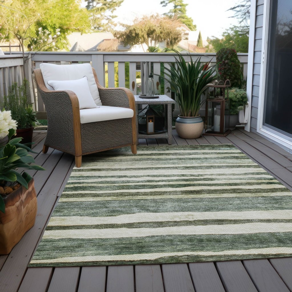 LOOMLAN Rugs Tramma Green Washable Indoor-Outdoor Rug
