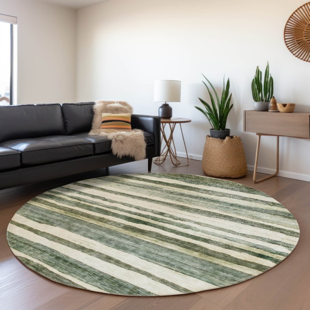 LOOMLAN Rugs Tramma Green Washable Indoor-Outdoor Rug