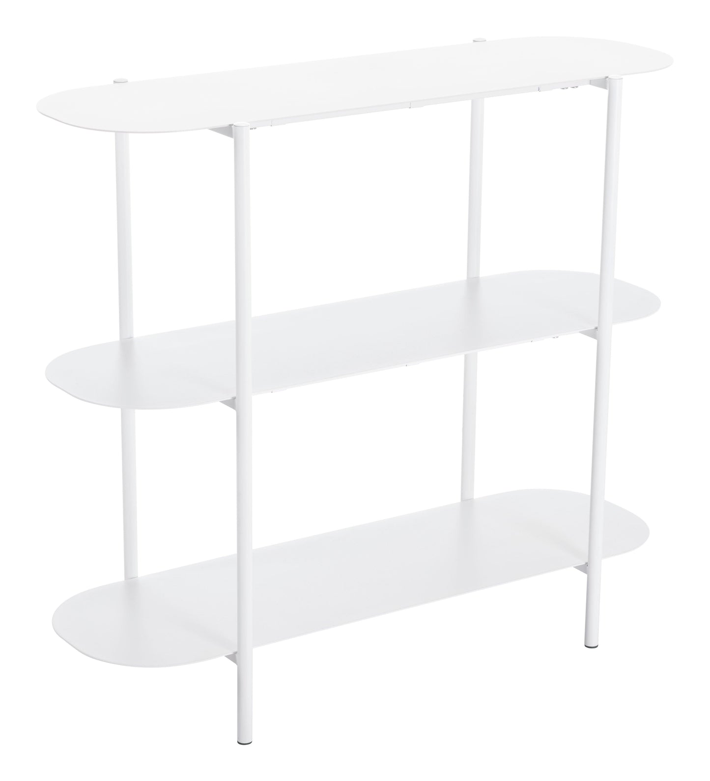 Tre Console Table White - Sideboards and Things Brand_Zuo Modern, Color_White, Depth_10-20, Finish_Hand Painted, Finish_Powder Coated, Height_30-40, Materials_Metal, Metal Type_Steel, Product Type_Console Table, Width_30-40