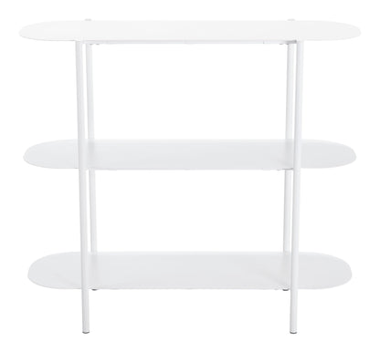 Tre Console Table White - Sideboards and Things Brand_Zuo Modern, Color_White, Depth_10-20, Finish_Hand Painted, Finish_Powder Coated, Height_30-40, Materials_Metal, Metal Type_Steel, Product Type_Console Table, Width_30-40