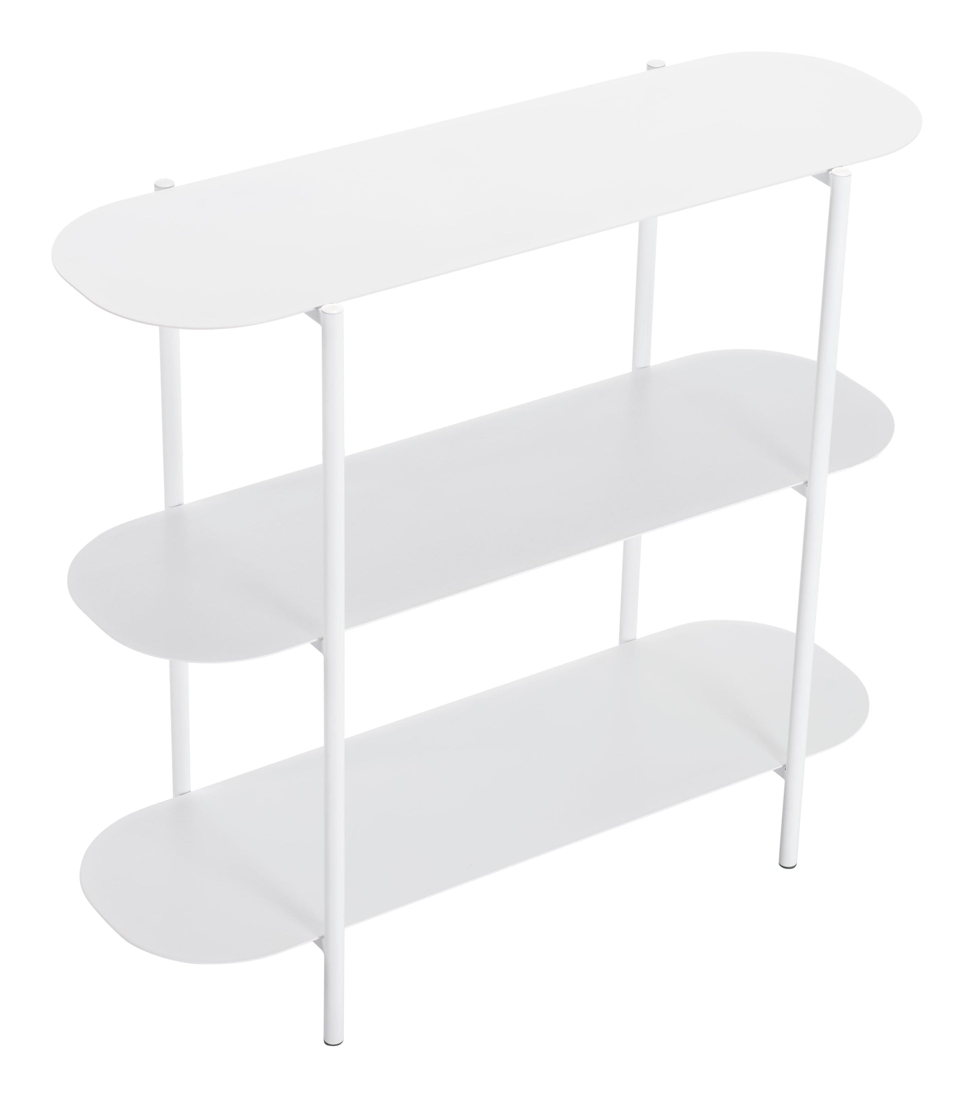 Tre Console Table White - Sideboards and Things Brand_Zuo Modern, Color_White, Depth_10-20, Finish_Hand Painted, Finish_Powder Coated, Height_30-40, Materials_Metal, Metal Type_Steel, Product Type_Console Table, Width_30-40