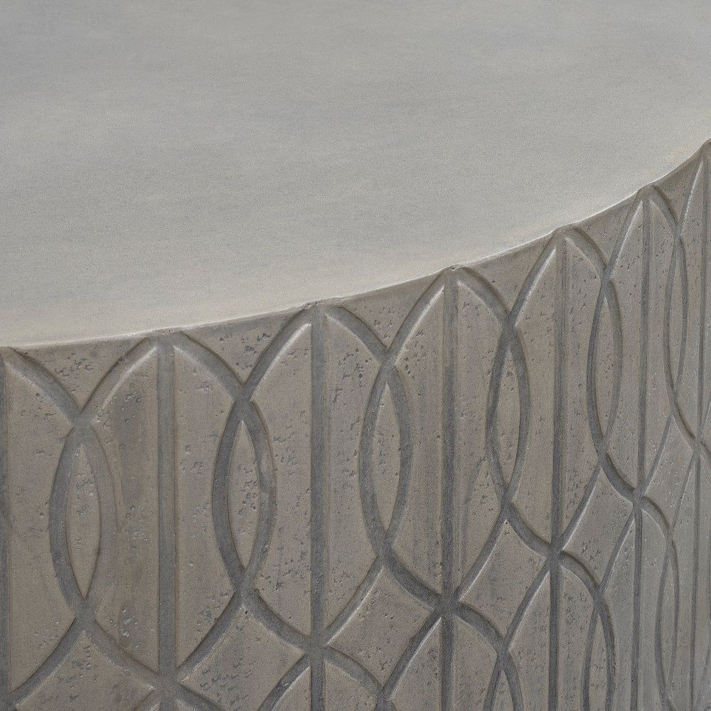 Trellis Concrete Round Outdoor Coffee Table - LOOMLAN - Sunset West - Outdoor Coffee Tables