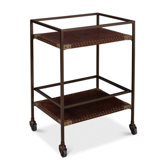 Sarreid Trolley Metal Framed Rectangular Side Table