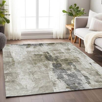 LOOMLAN Rugs Tundra Brown Washable Indoor-Outdoor Rug