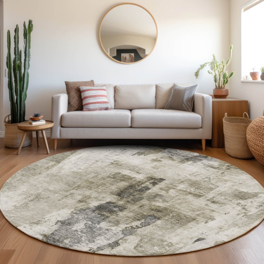 LOOMLAN Rugs Tundra Brown Washable Indoor-Outdoor Rug