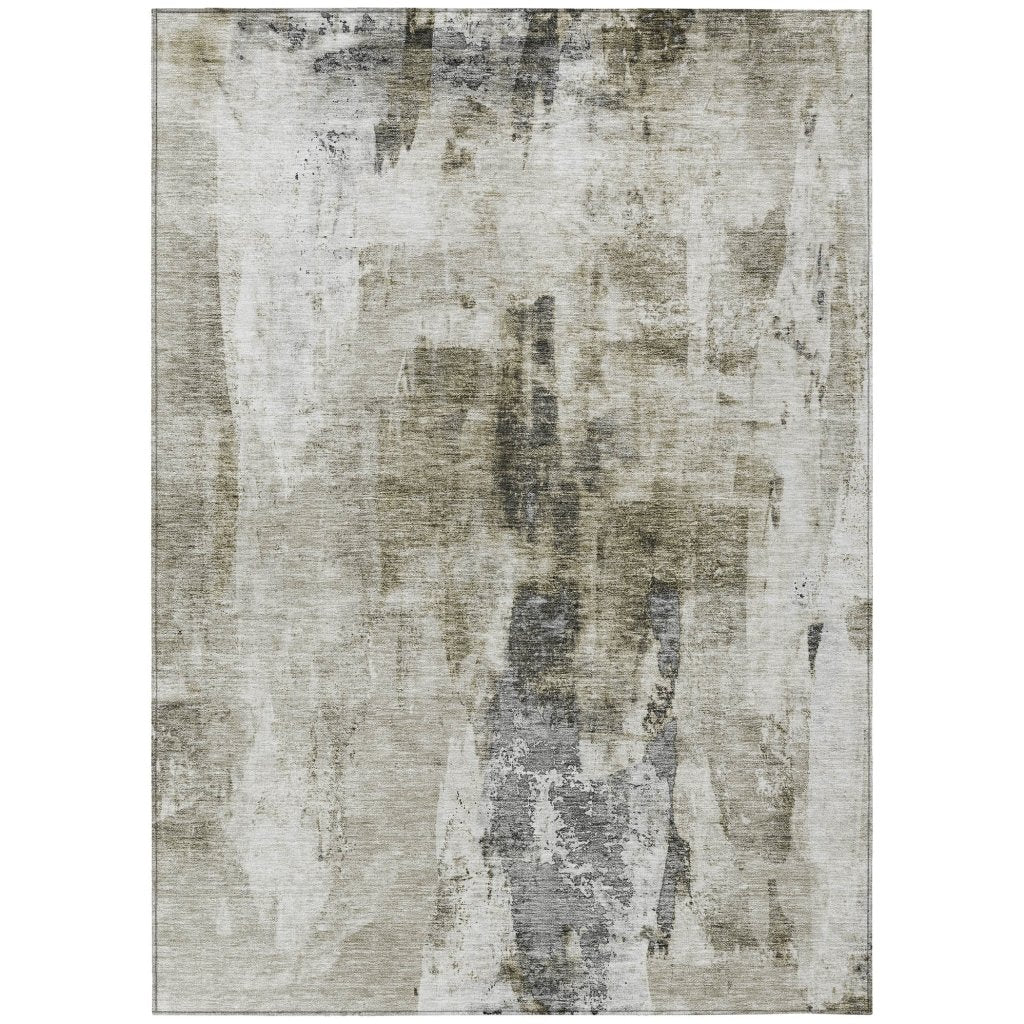 LOOMLAN Rugs Tundra Brown Washable Indoor-Outdoor Rug
