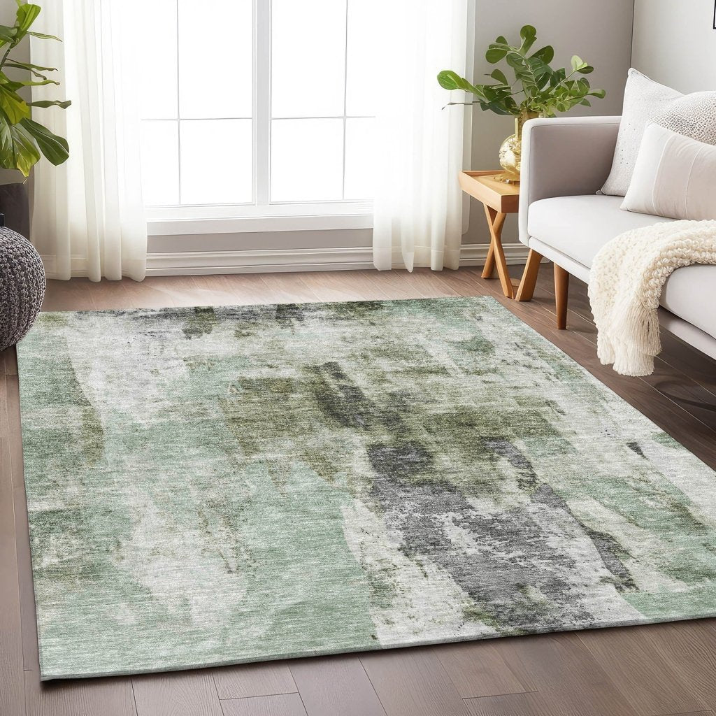 LOOMLAN Rugs Tundra Green Washable Indoor-Outdoor Rug