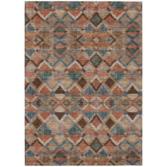 LOOMLAN Rugs Tuska Brown Washable Indoor-Outdoor Rug