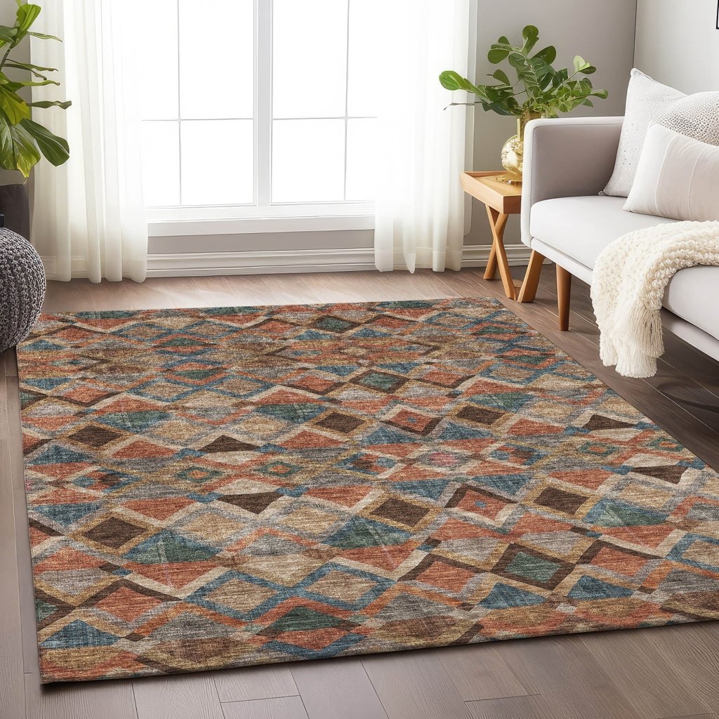 LOOMLAN Rugs Tuska Brown Washable Indoor-Outdoor Rug
