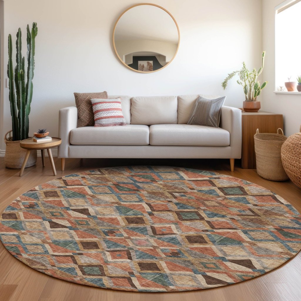 LOOMLAN Rugs Tuska Brown Washable Indoor-Outdoor Rug
