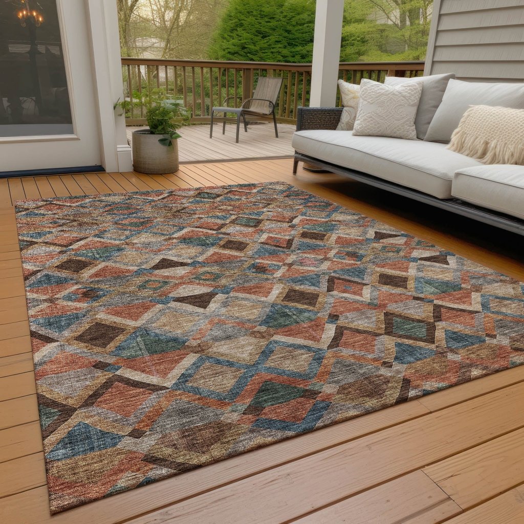 LOOMLAN Rugs Tuska Brown Washable Indoor-Outdoor Rug
