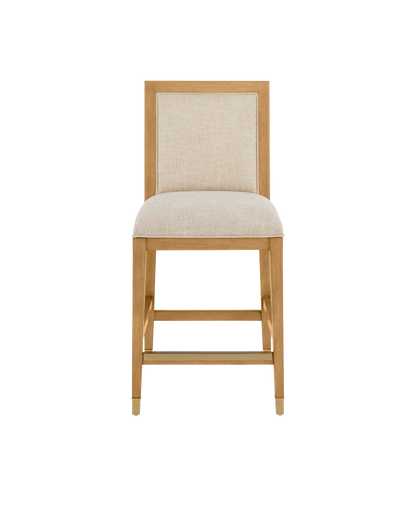 Santos Sea Sand Mahogany and Rattan Beige Armless Side Chair