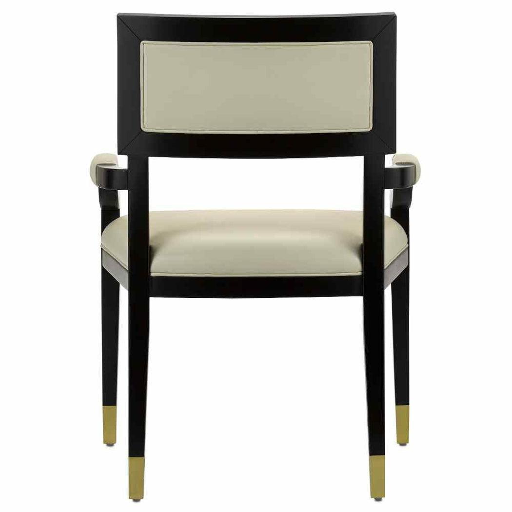 Two Tone Leather Dining Chair White and Black Caviar Barry Goralnick Collection - Sideboards and Things Accents_Brass, Accents_Two Tone, Back Type_Floating Back, Brand_Currey & Co, Color_Black, Color_Ivory, Finish_Brass, Legs Material_Wood, Materials_Upholstery, Product Type_Occasional Chair, Upholstery Type_Leather, Wood Species_Beech