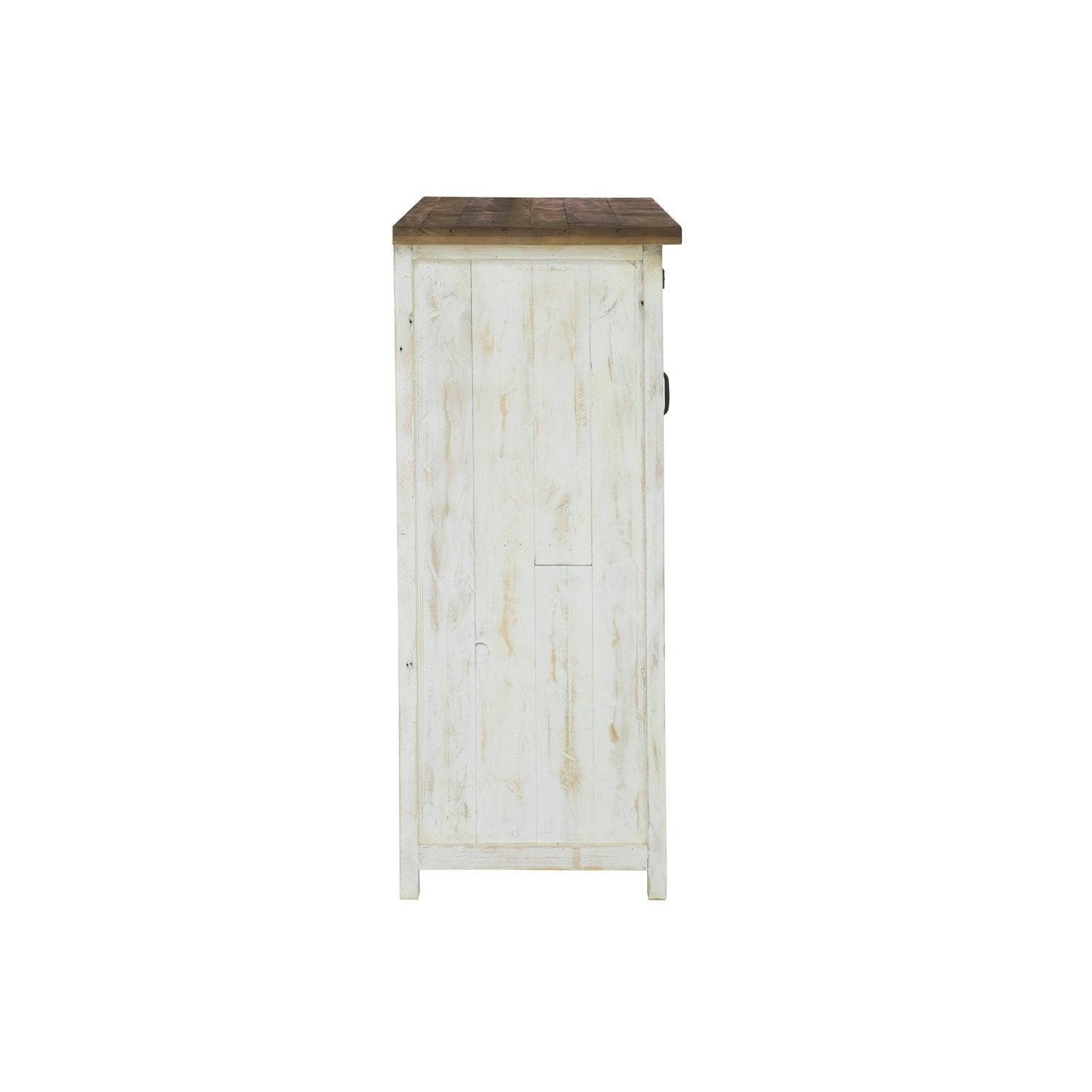 Two-Tone White Reclaimed Wood Provence 4 Drawer Chest With 1 Door - Sideboards and Things Accents_Two Tone, Brand_LH Imports, Color_White, Features_Repurposed Materials, Features_Sliding Doors, Finish_Natural, Finish_Rustic, Materials_Reclaimed Wood, Materials_Wood, Wood Species_Pine